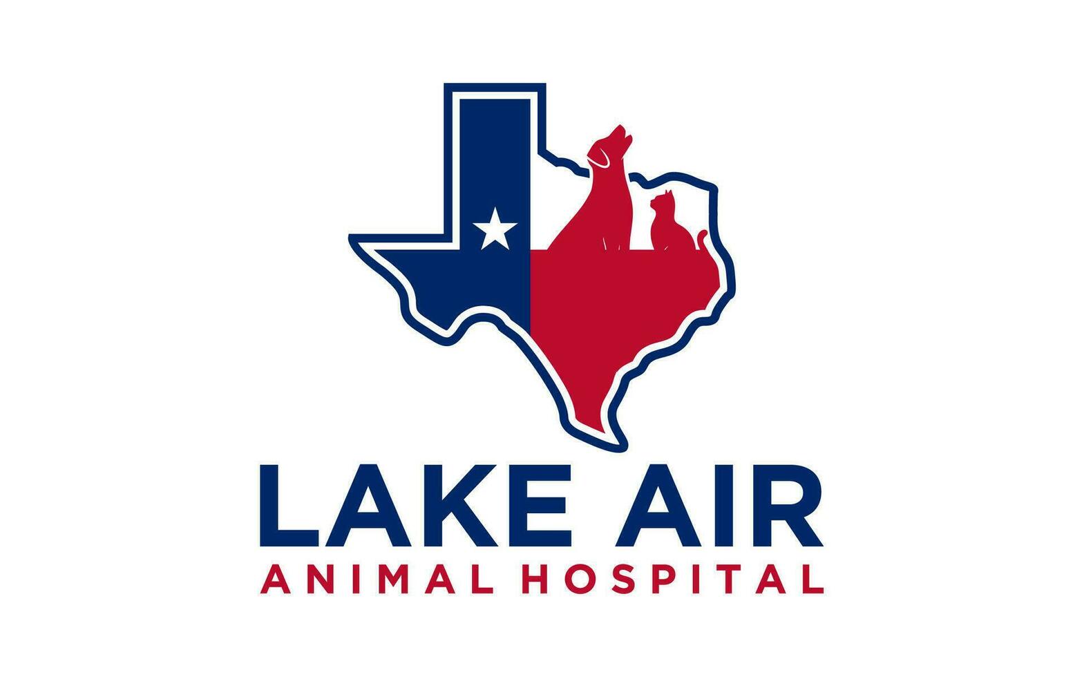 Texas veterinario logo gato y perro logo diseño mascota cuidado animal mascota clínica vector