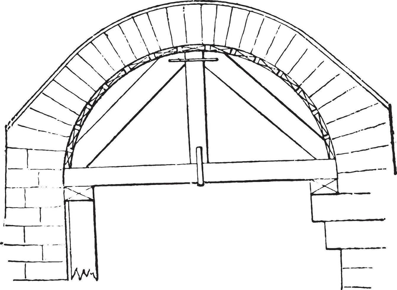 percha pequeño semicircular arco, Clásico grabado. vector