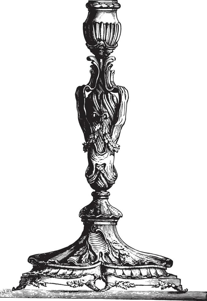 Candlestick, vintage engraving. vector