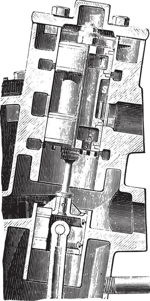 Westinghouse Motor. Drawer Cup, vintage engraving. vector