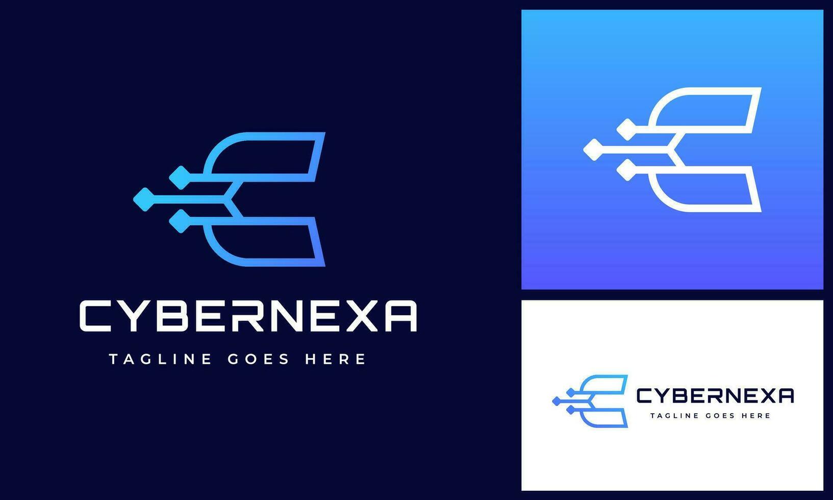 Modern initial letter C line style with digital technology wire link line connection logo design vector