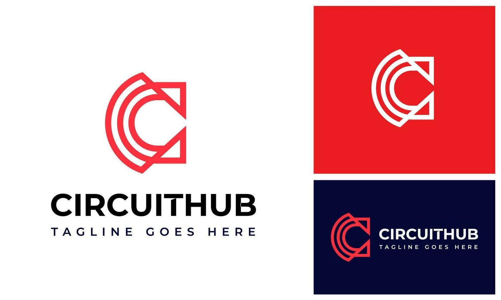 Circle initial letter C circular circuit line for technology connection logo design vector