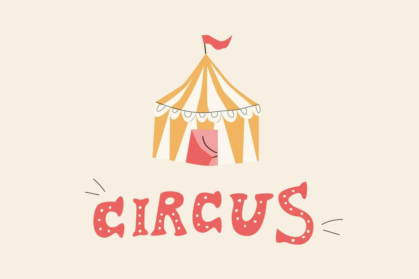 banner with yellow tent and lettering circus vector