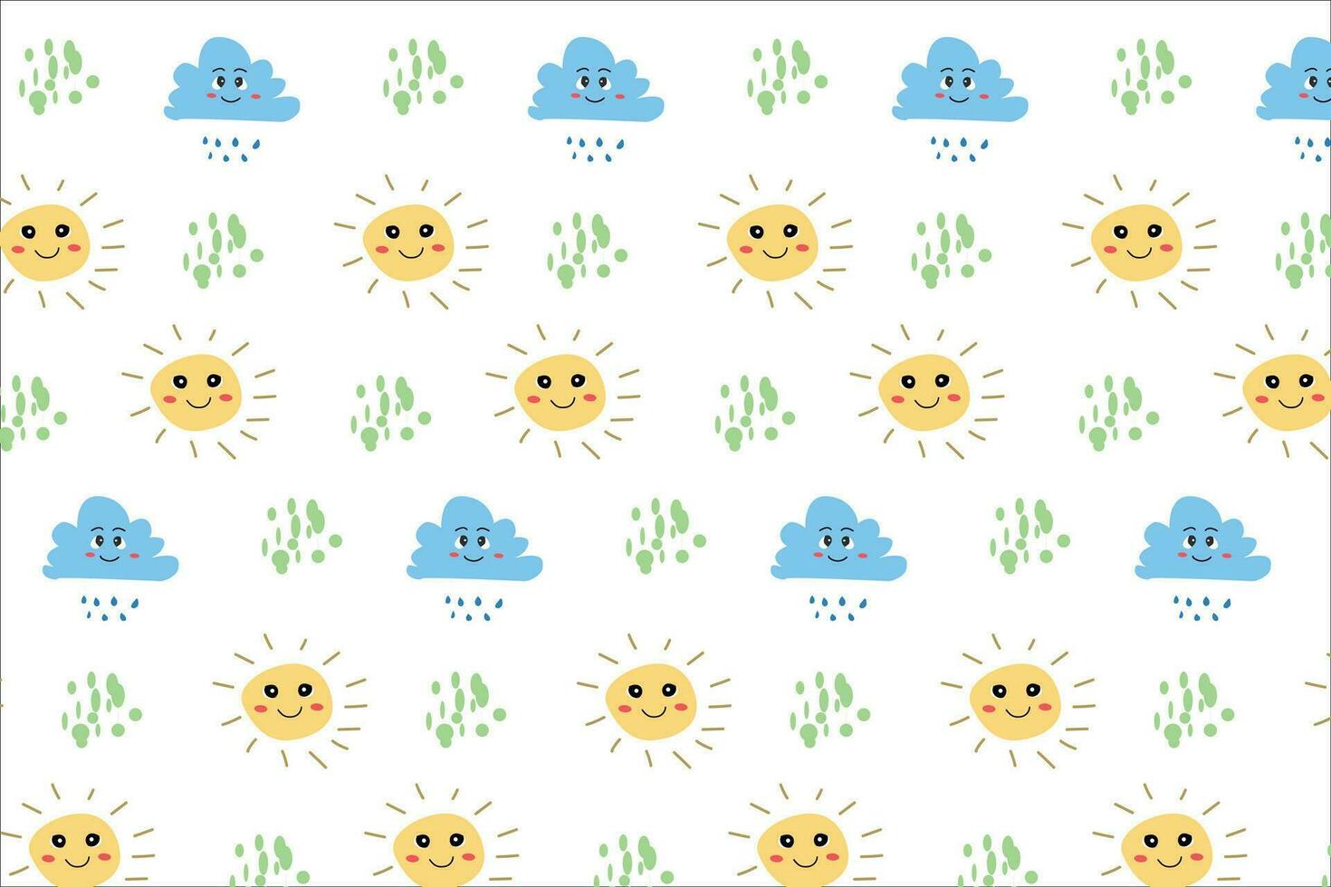 sun and cloud character seamless background vector