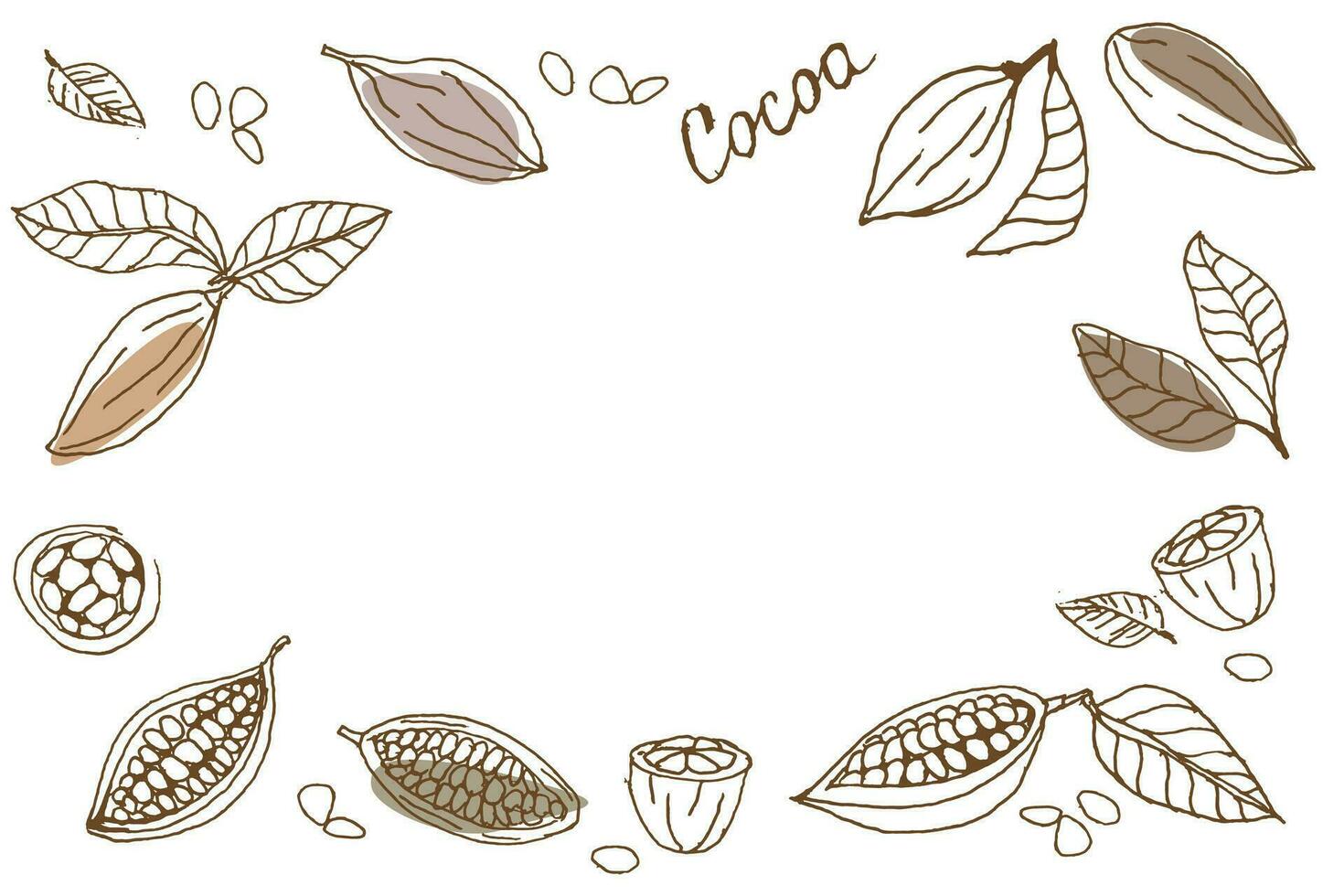 cocoa tree elements isolated on white background vector