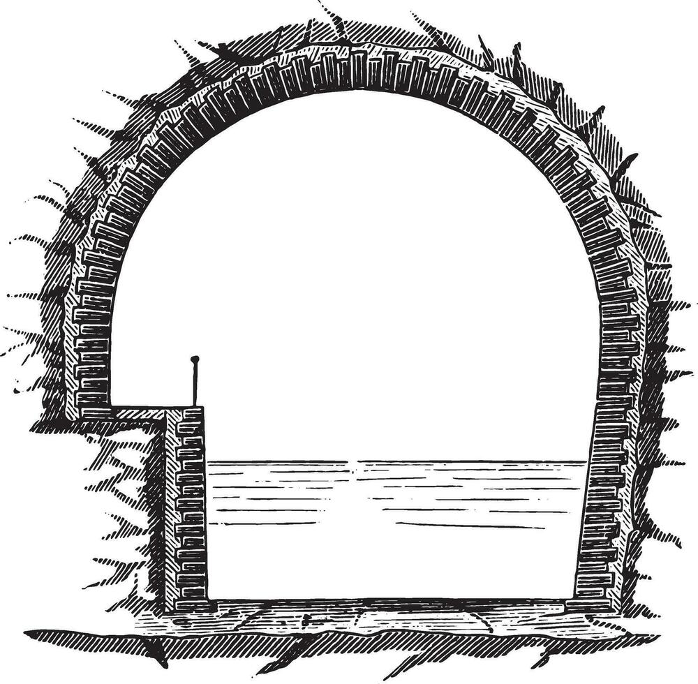 Mauvages cross section of the underground, vintage engraving. vector