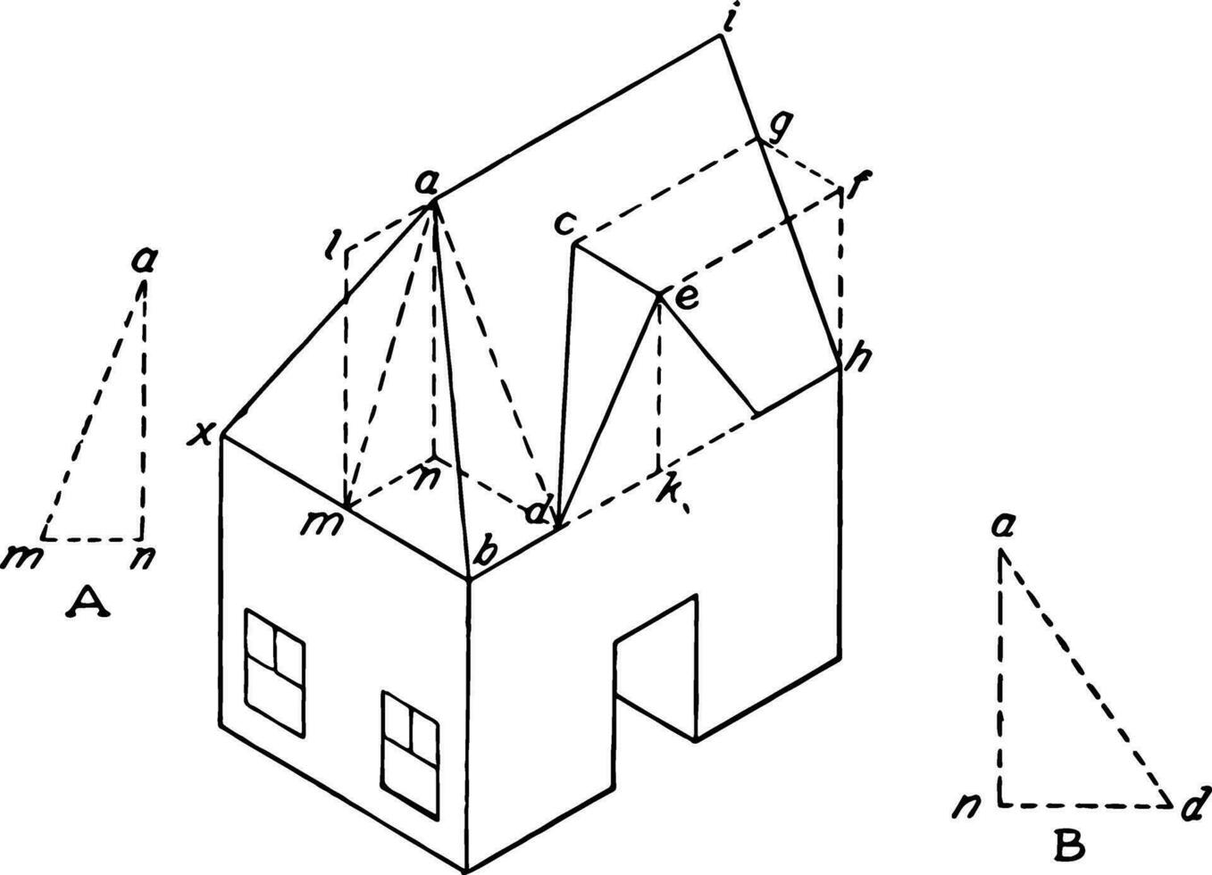 Isometric of a House vintage illustration. vector