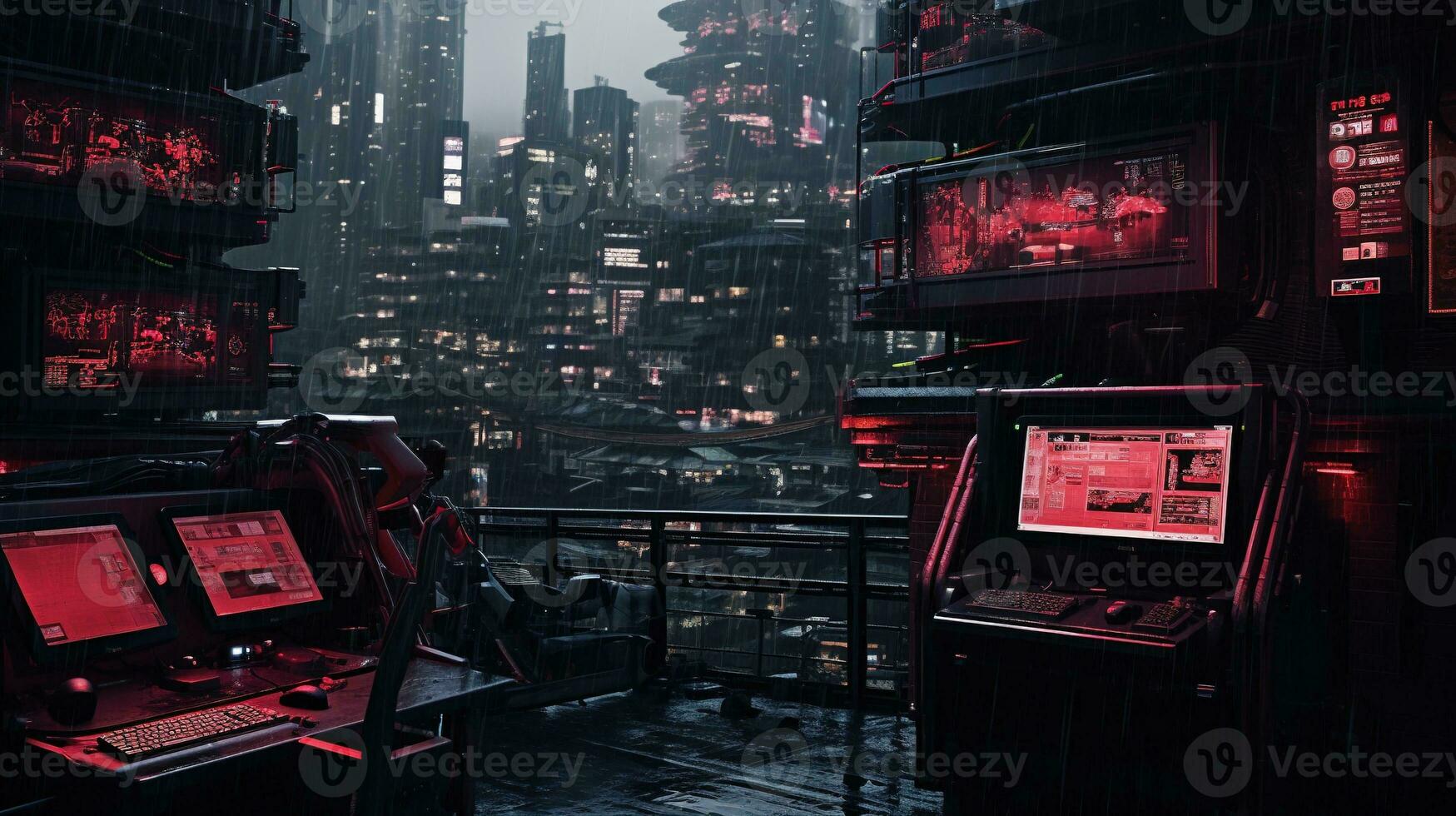 AI generated Generative AI, Futuristic Japanese city in cyberpunk style,  metaverse asian town, retro futurism photo