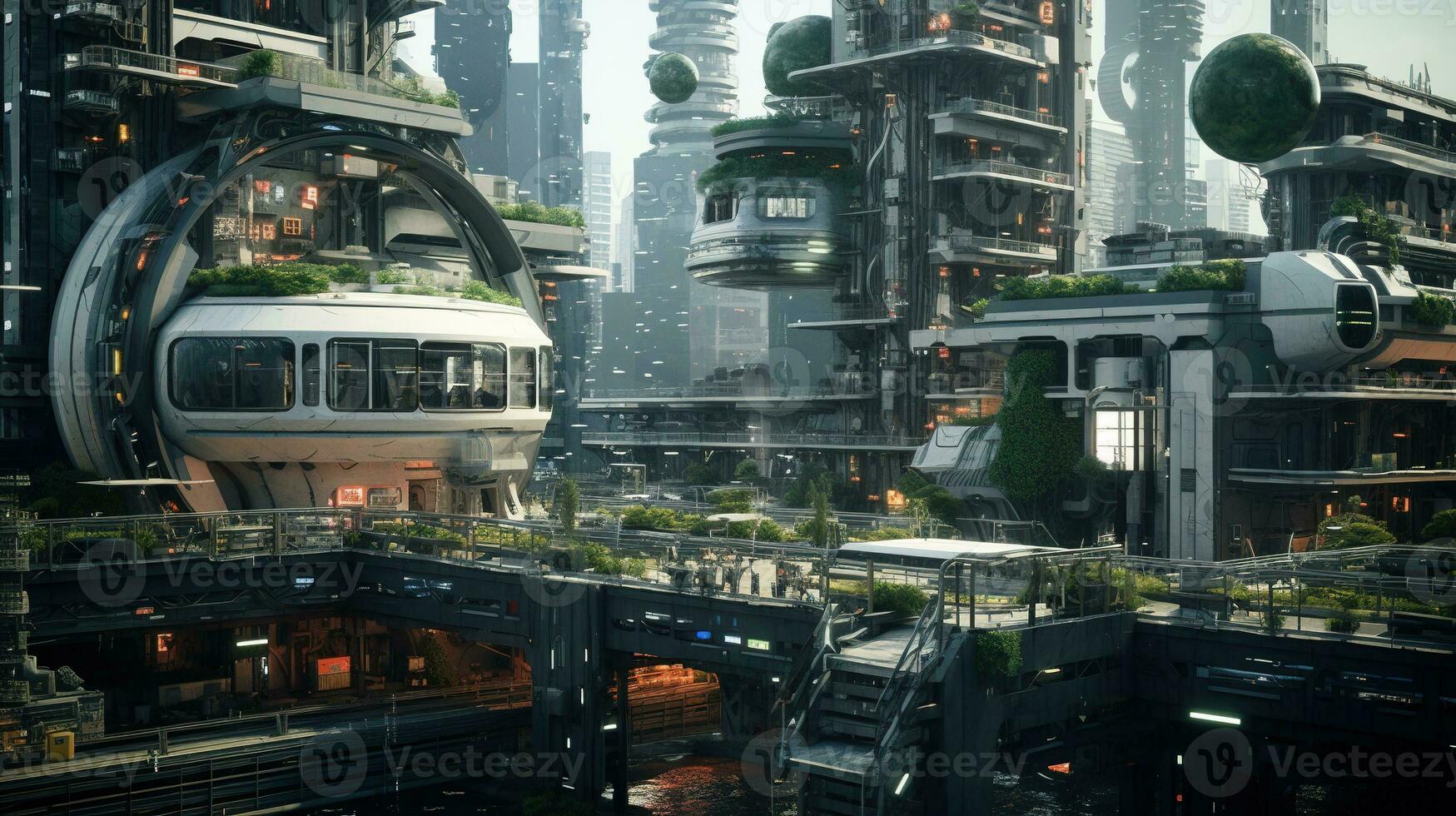 AI generated Generative AI, Futuristic Japanese city in cyberpunk style,  metaverse asian town, retro futurism photo