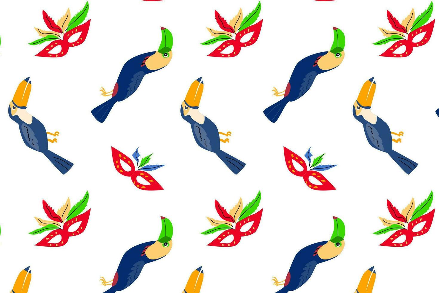 brasilian carnival seamless pattern with toucan vector