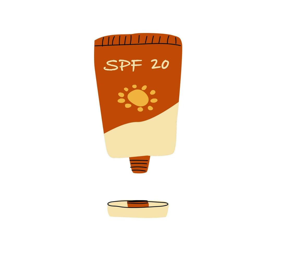 sunscreen cream spf20 in tube cartoon vector