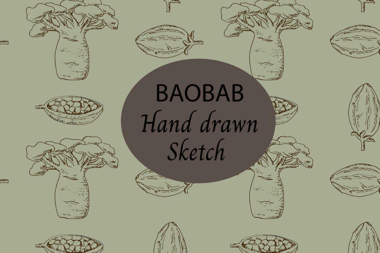 bean of baobab hand drawn seamless backdrop vector