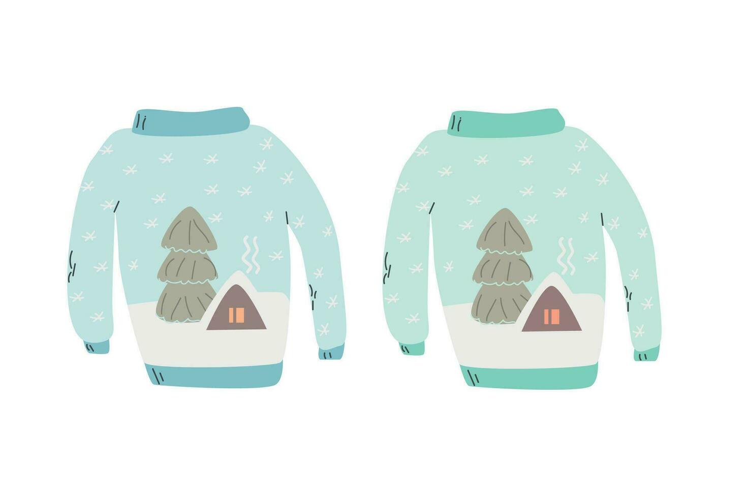 cute winter background on warm sweater with house vector