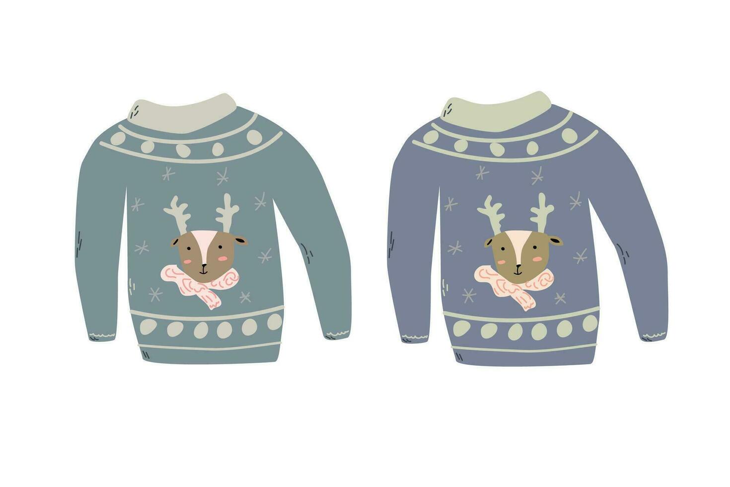 Cute christmas jumper with deer. Xmas ugly sweater vector