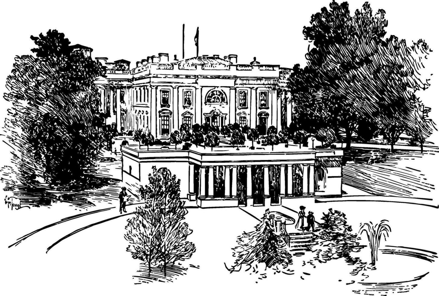 White House vintage illustration vector