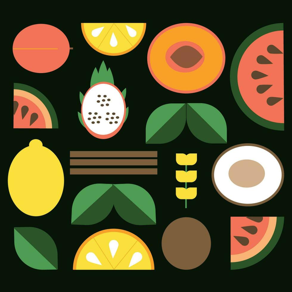 minimalistic geometry fruit pattern background vector