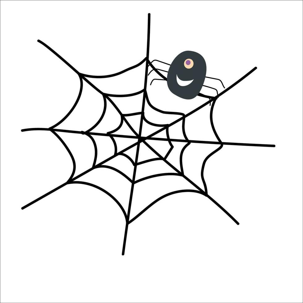 araña web redondo con arañas en dibujos animados estilo vector