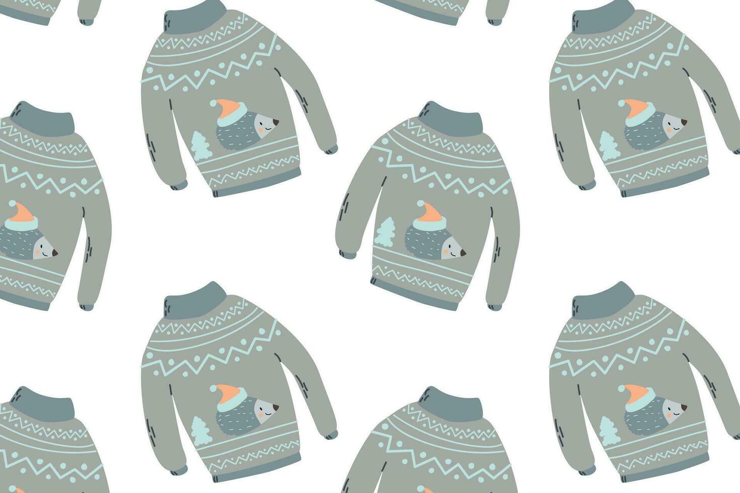 linda escandinavo suéter antecedentes con erizo vector