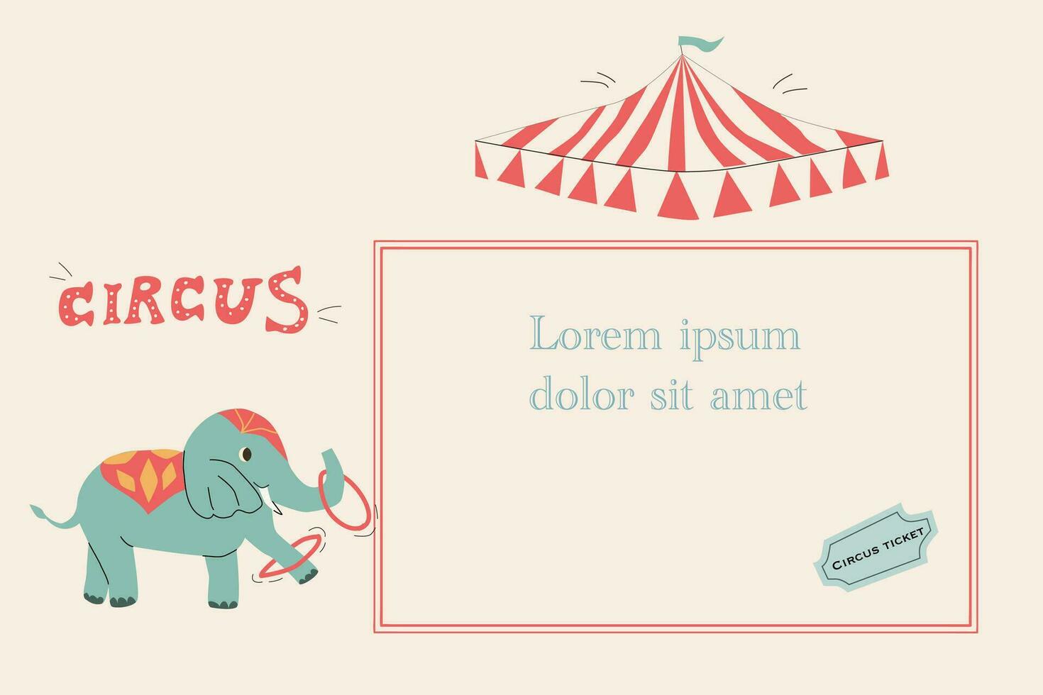 invitation banner with cartoon elephant with ring vector