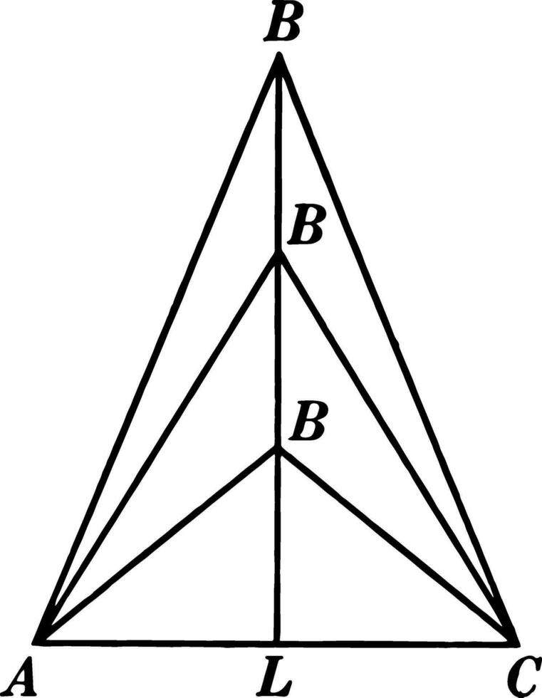 3 isósceles triangulos ingenio igual bases Clásico ilustración. vector