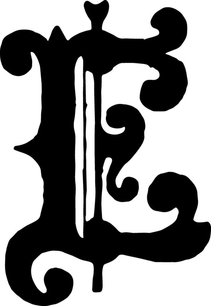 E, Medieval vintage illustration. vector