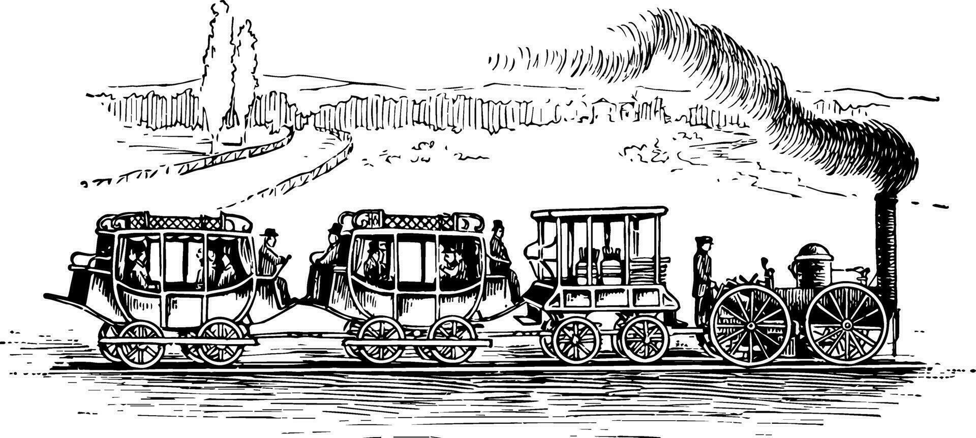 Railroad Train vintage illustration vector