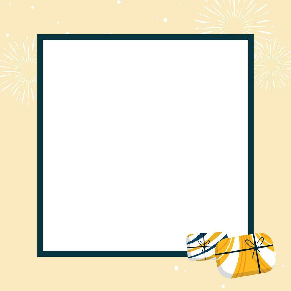 card frame photo gift box decorate for festival new year christmas birthday illustration design vector