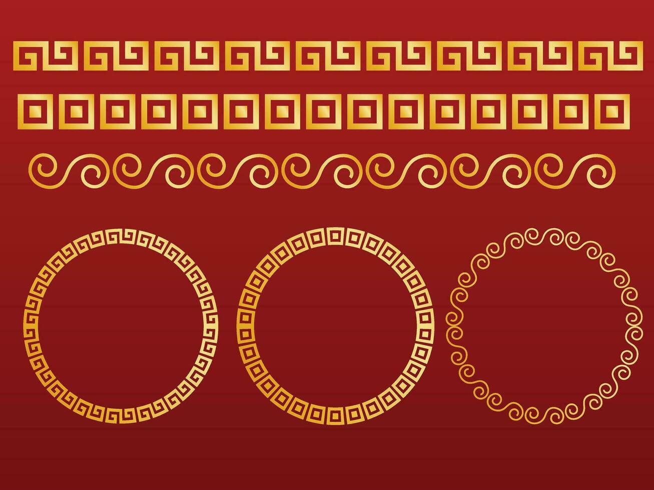 collection line golden China Asia oriental for decoration abstract graphic design vector