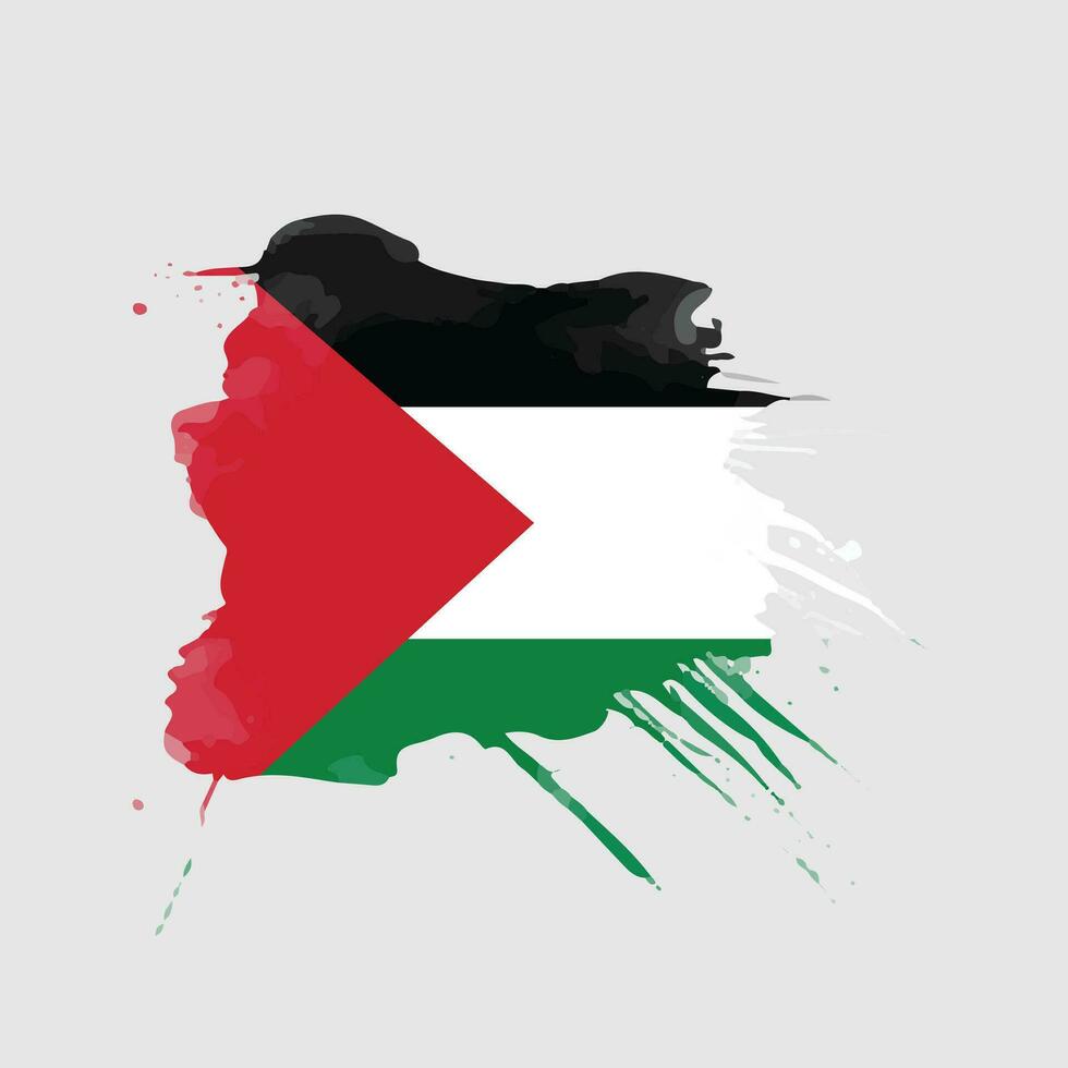 Palestina bandera en acuarela chapoteo, liberar Palestina lograr independencia, en vector eps formato.
