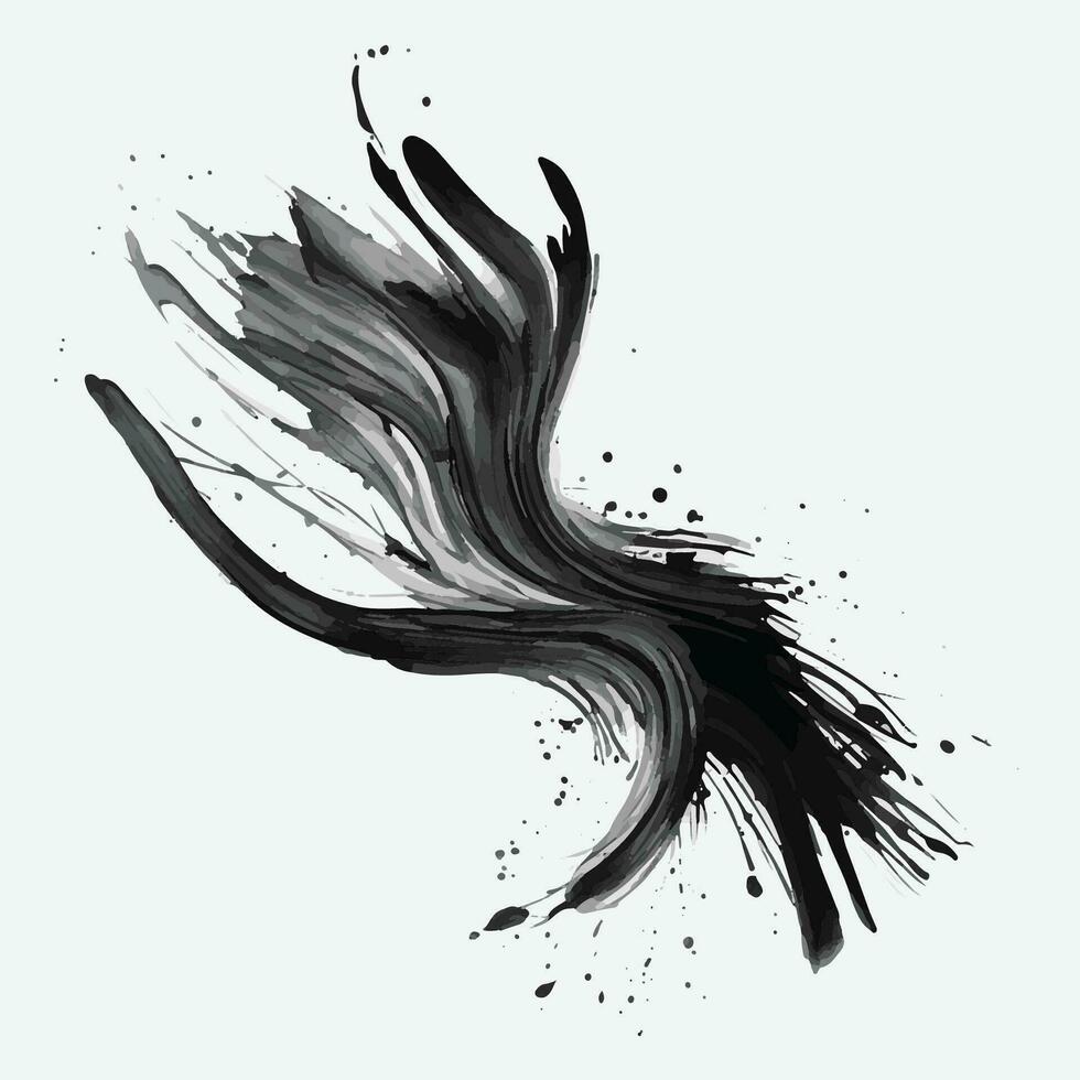 hermosa negro acuarela chapoteo cepillos, negro pintar, tinta cepillo ataque, cepillar, línea o textura. vector