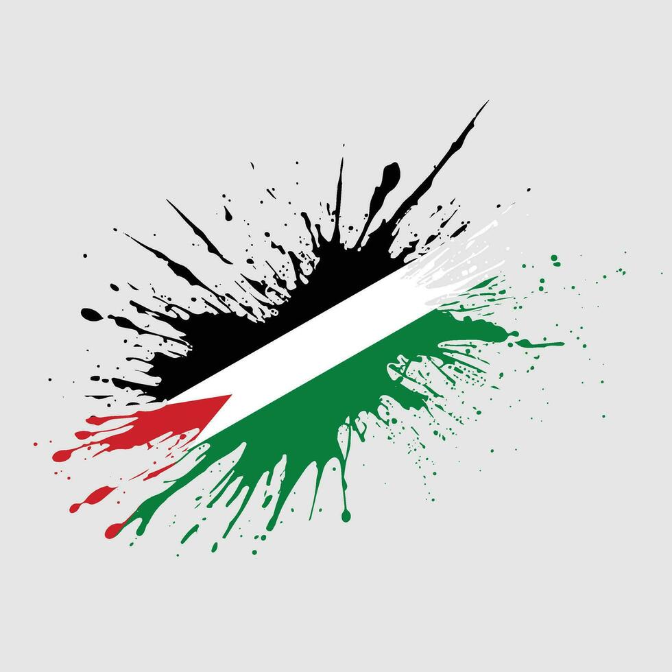 palestine flag in watercolor splash, liberate palestine achieve independence, in vector eps format.