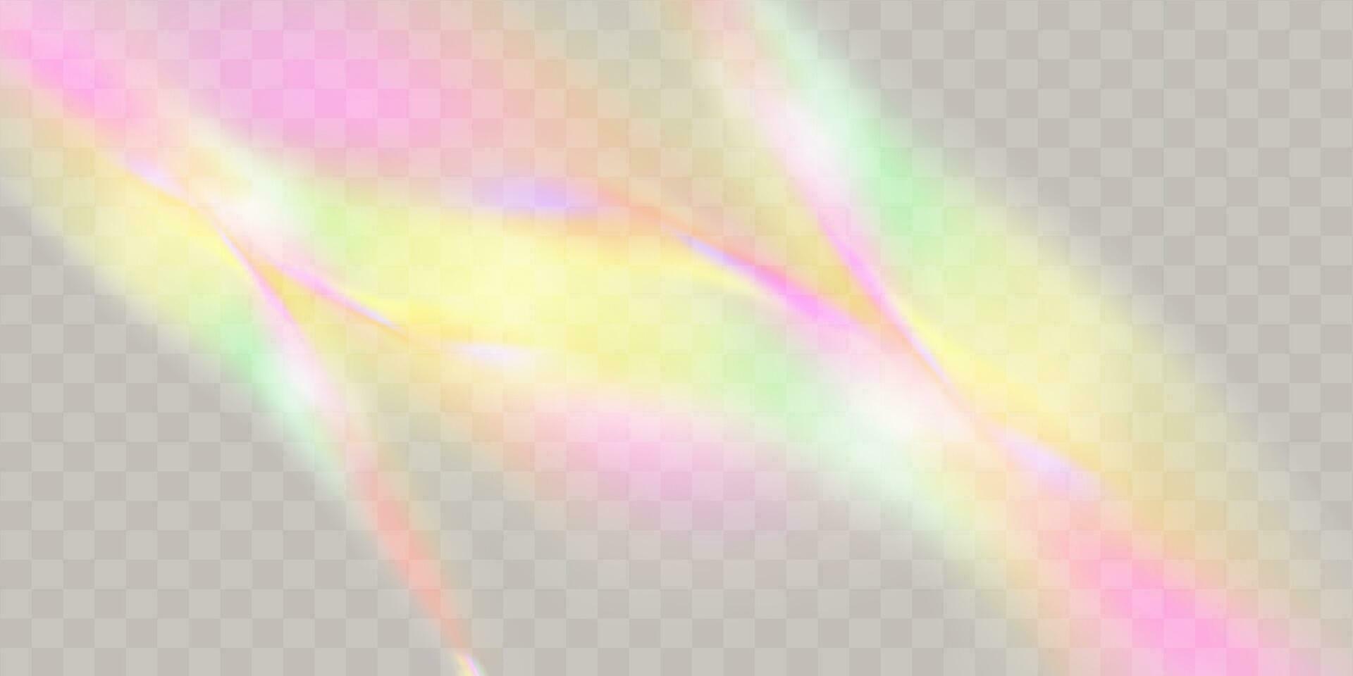 A set of colourful vector lens, crystal rainbow  light  and  flare transparent effects.Overlay for backgrounds.Triangular prism concept.