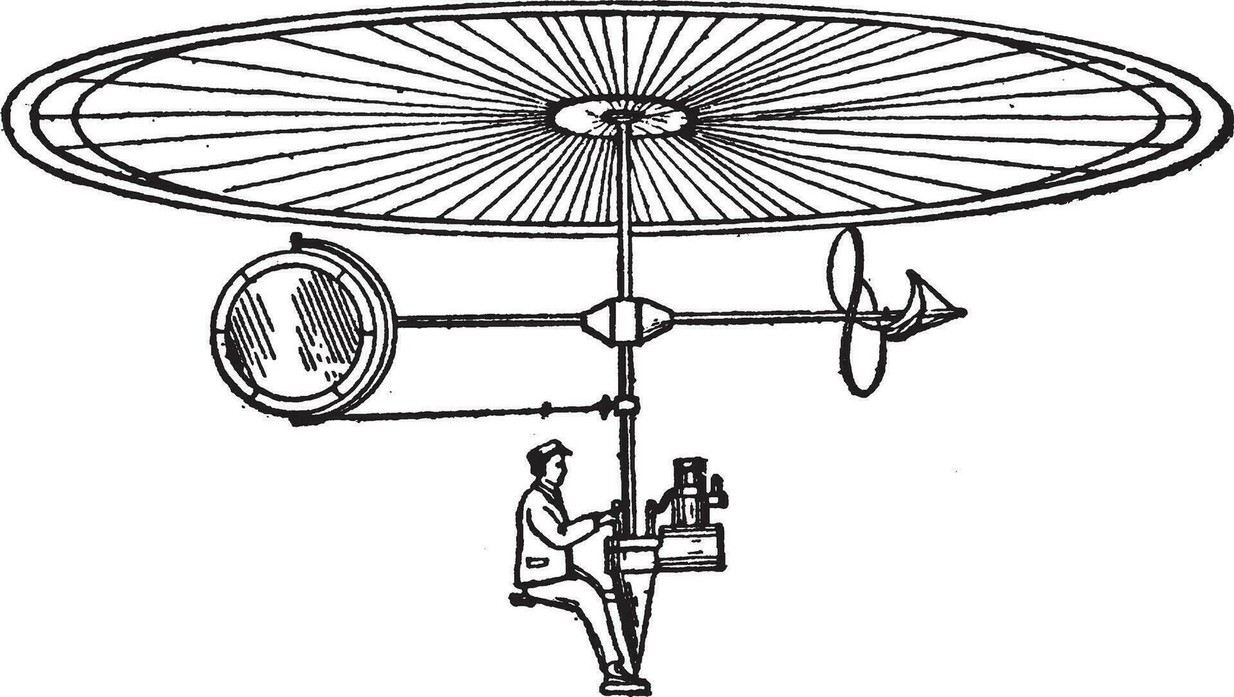 Villard Helicopter, vintage illustration. vector