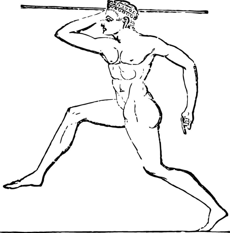 Hurling the javelin, vintage illustration. vector