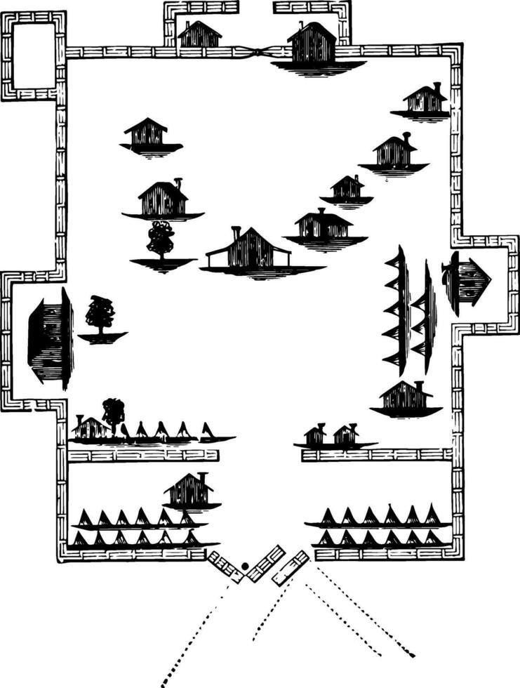 Fort Mims Layout vintage illustration vector