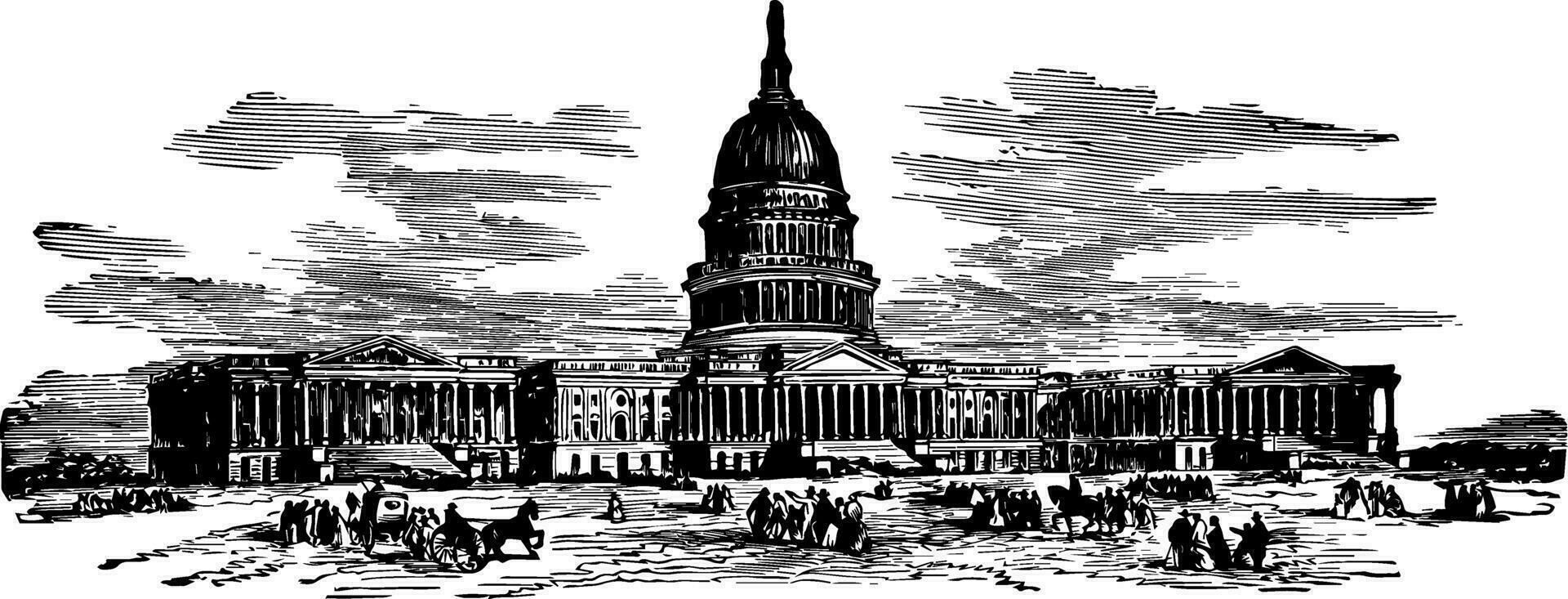 Capitol Building vintage illustration vector