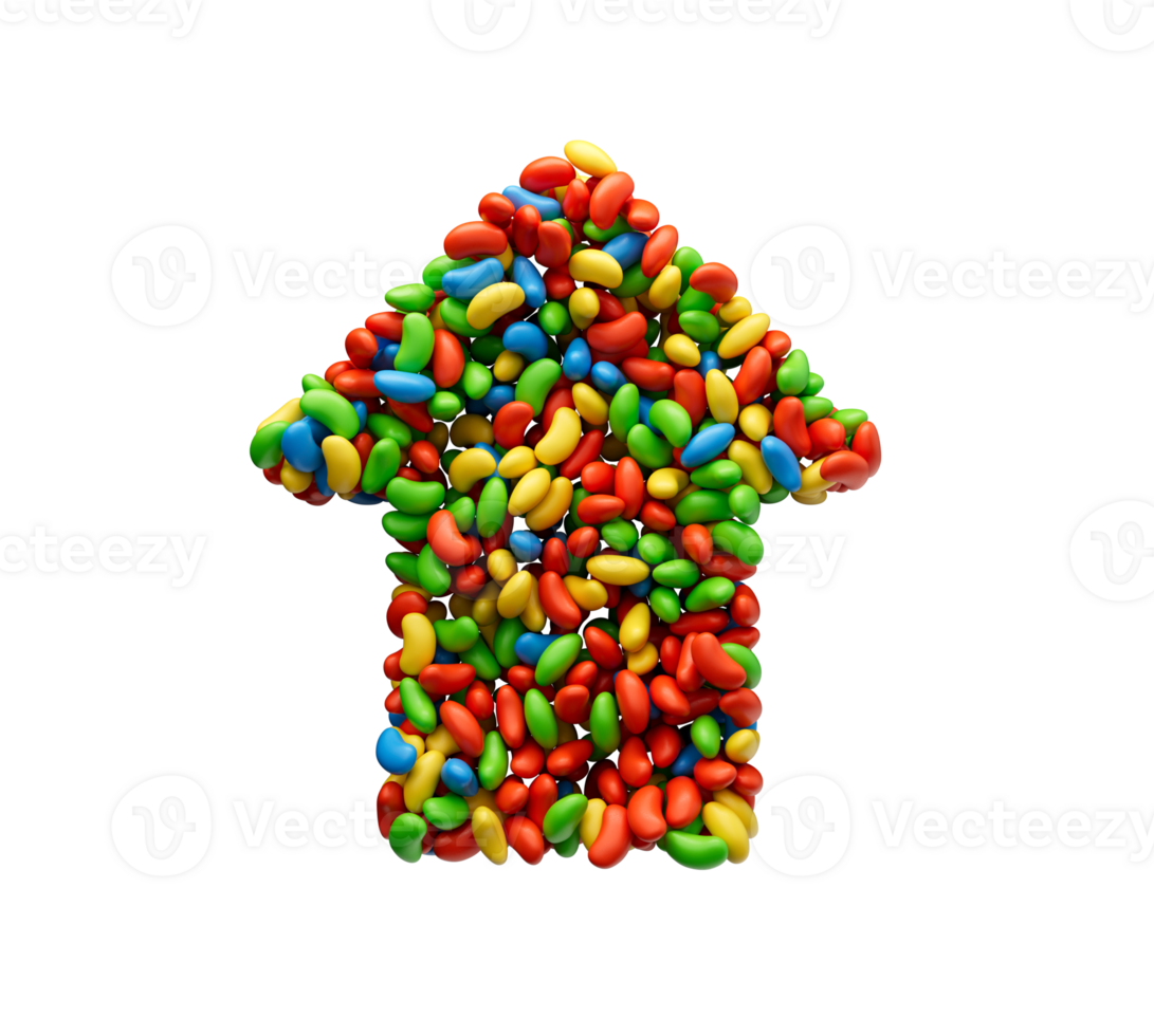 Rainbow jellybean making up Arrow  3d illustration png