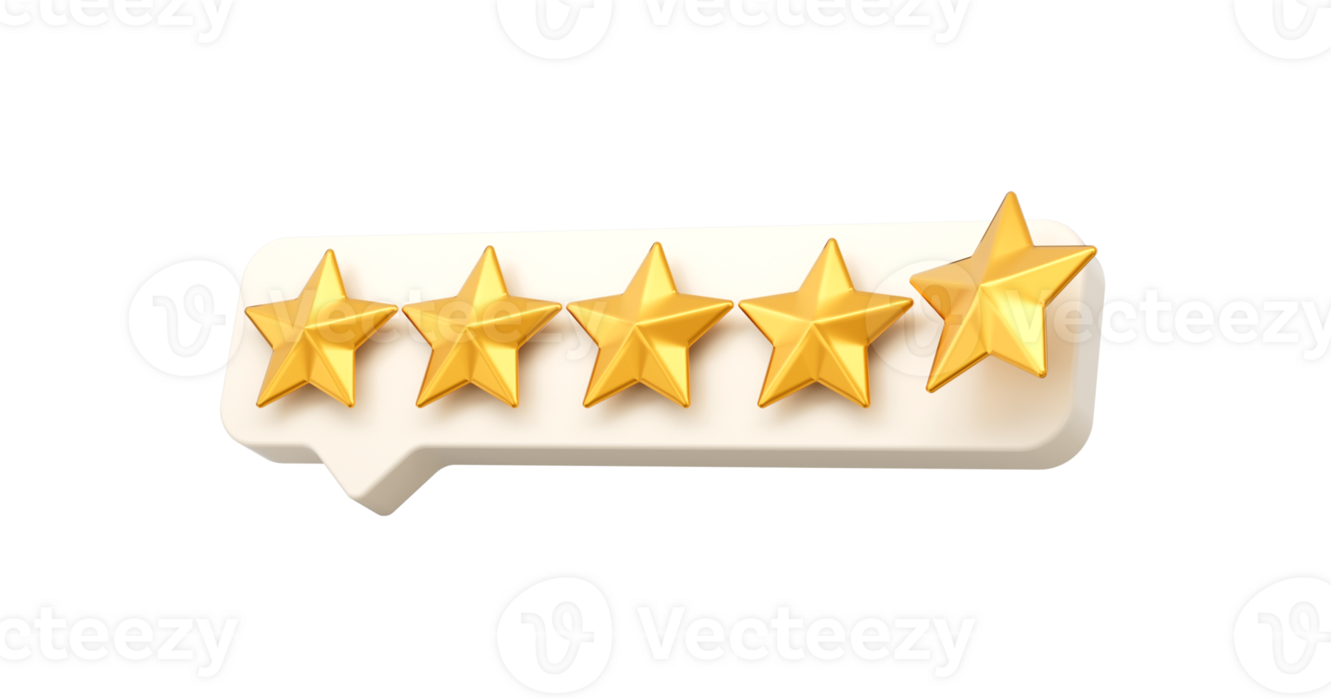 3d Five Golden Shiny Rating Stars Symbol With 3d White Chat Icon  3d illustration png