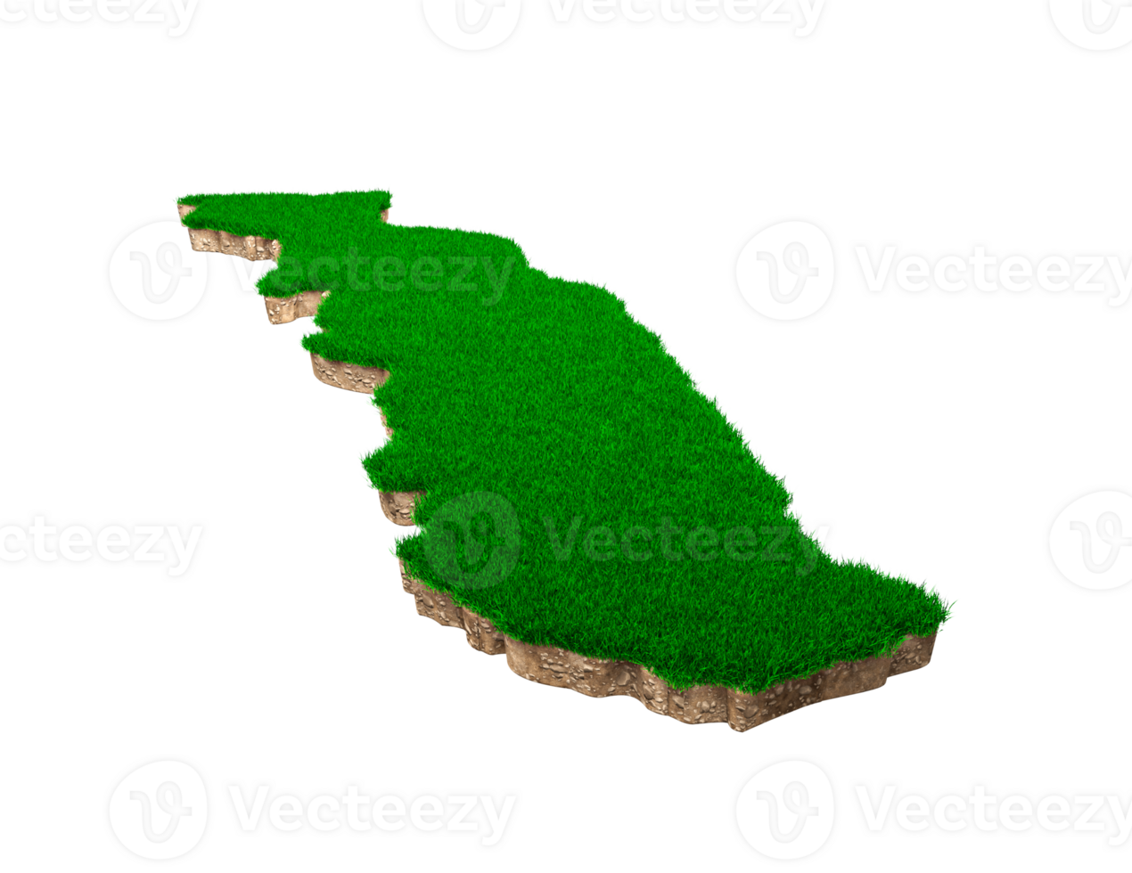Togo Map soil land geology cross section with green grass and Rock ground texture 3d illustration png