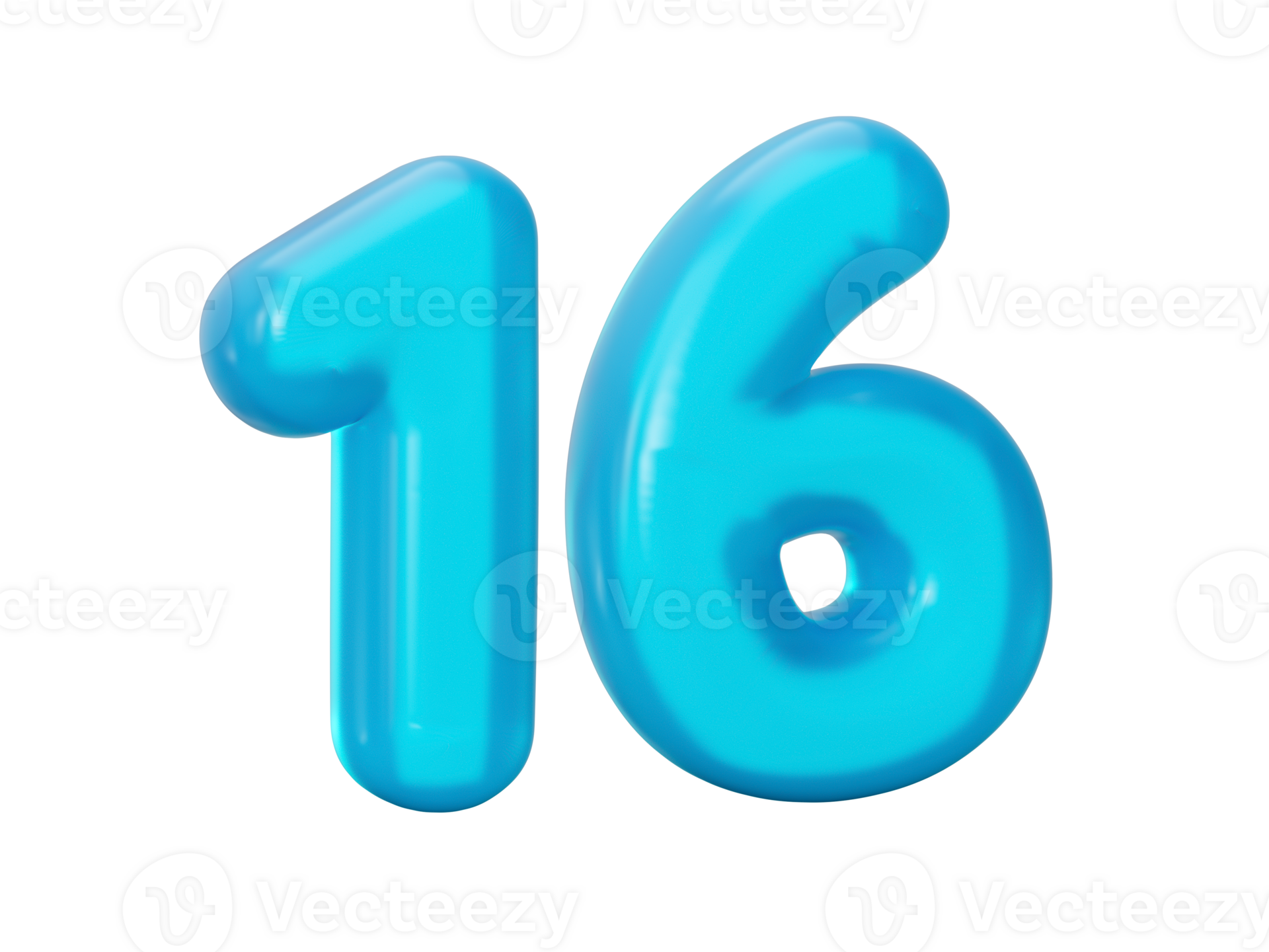 Blue jelly digit 16 Sixteen Jelly colorful alphabets numbers for kids