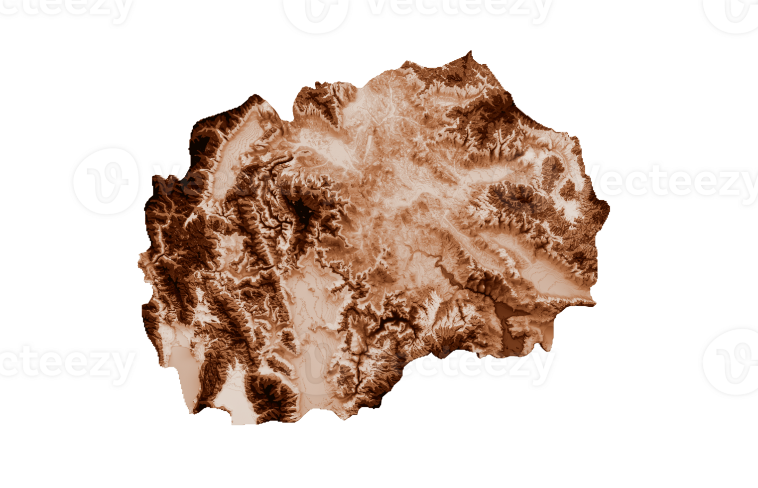 mapa da macedônia do norte em estilo antigo, gráficos marrons em um estilo retro estilo vintage. ilustração 3d alta e detalhada png
