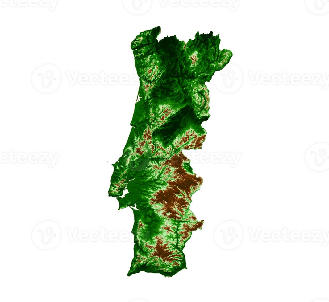 carte topographique du portugal 3d carte réaliste couleur 3d illustration png