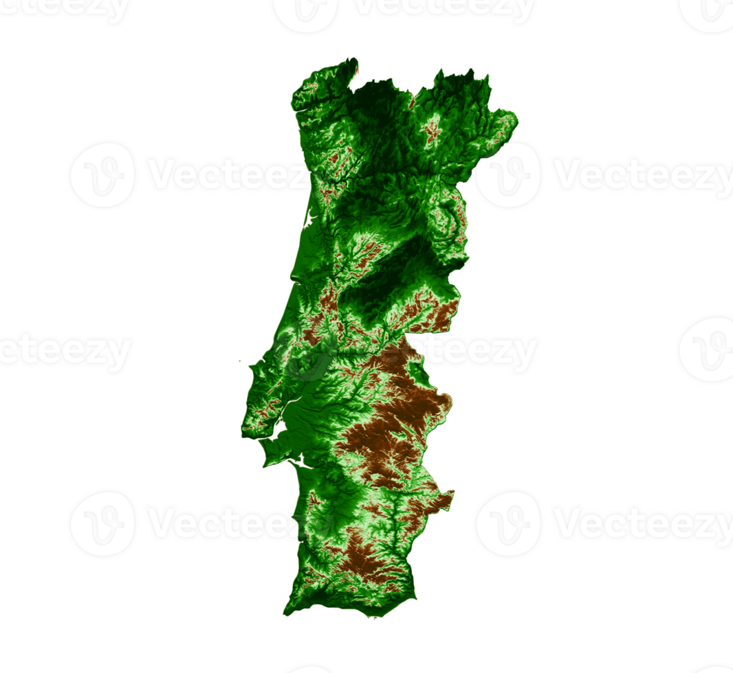Portugal Topographic Map 3d realistic map Color 3d illustration png