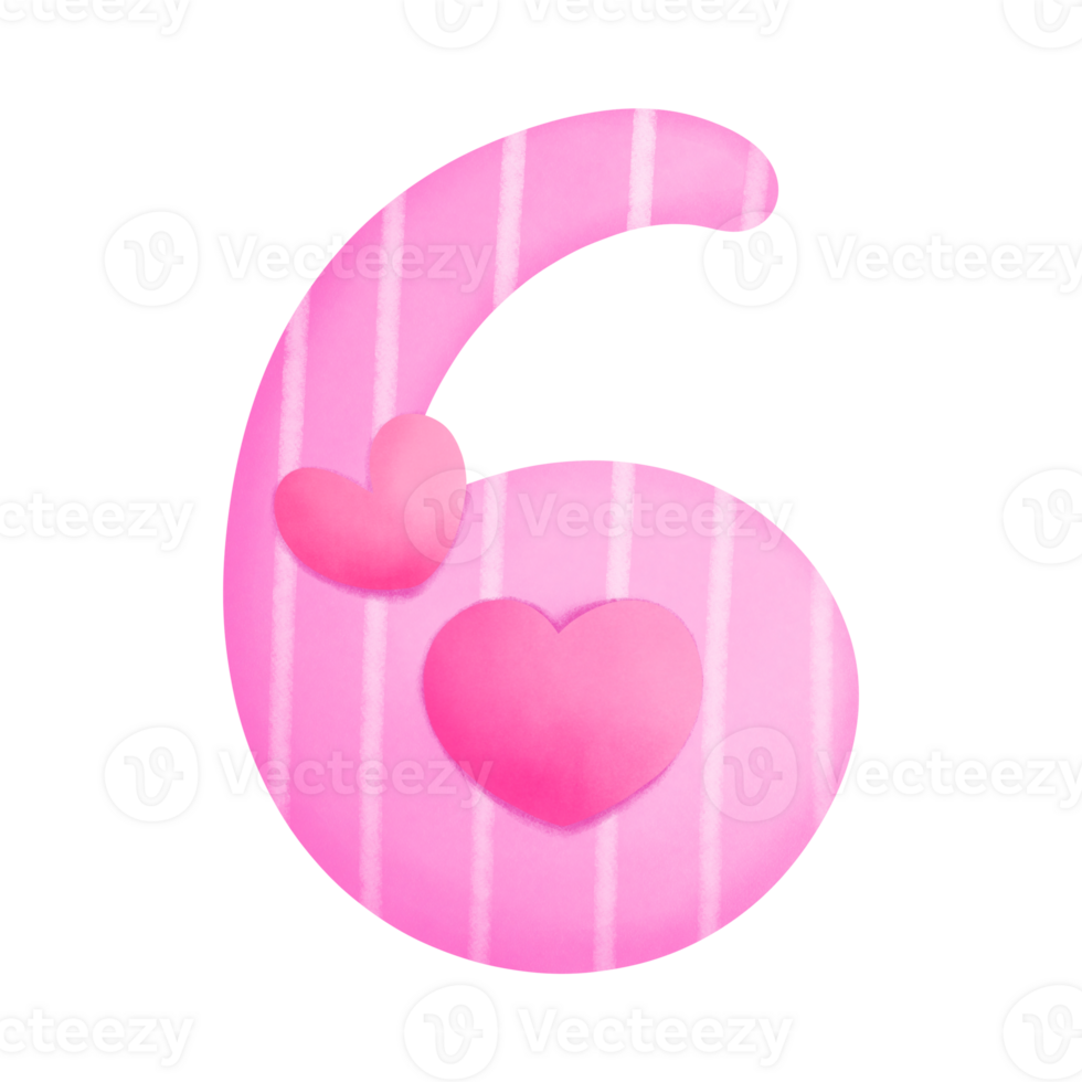 Set of illustrations alphabet A-Z and numbers 0-9, Pink Valentine's Day theme with cute hearts. png