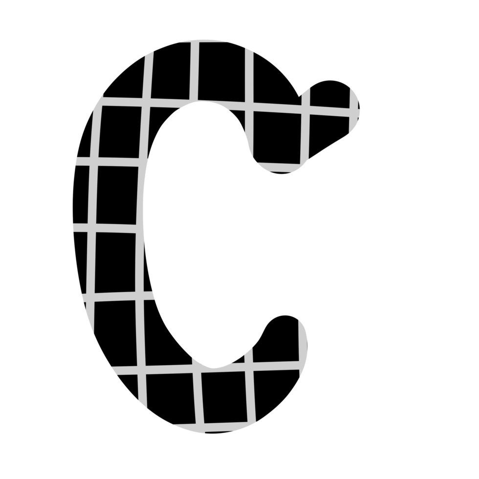 alphabet A-Z and numbers 0-9, black with a grid png