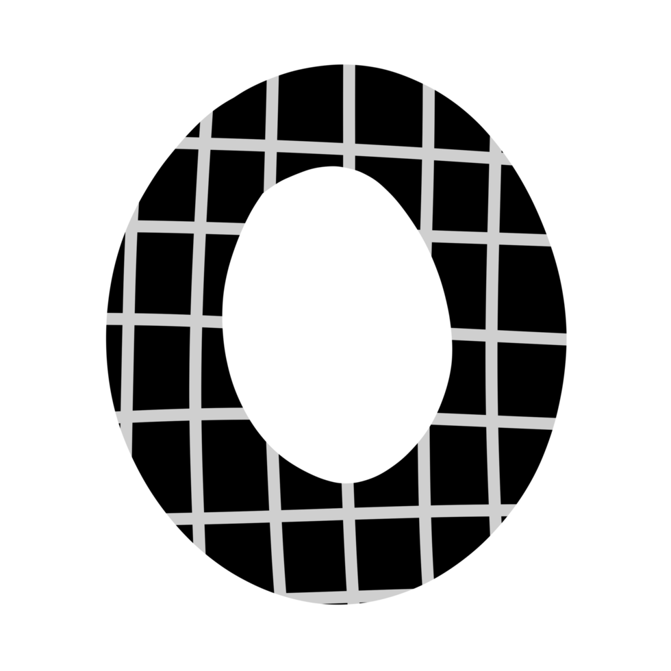 alphabet A-Z and numbers 0-9, black with a grid png