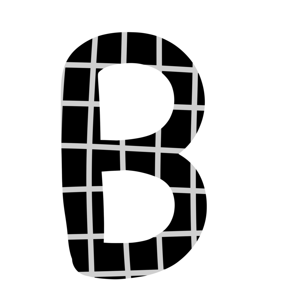 alphabet A-Z and numbers 0-9, black with a grid png