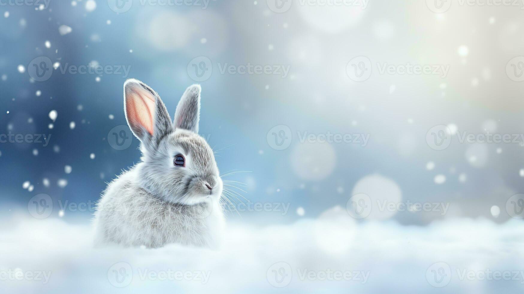 AI generated a Rabbit Banner and Background for Christmas and New Year. Generative Ai. photo