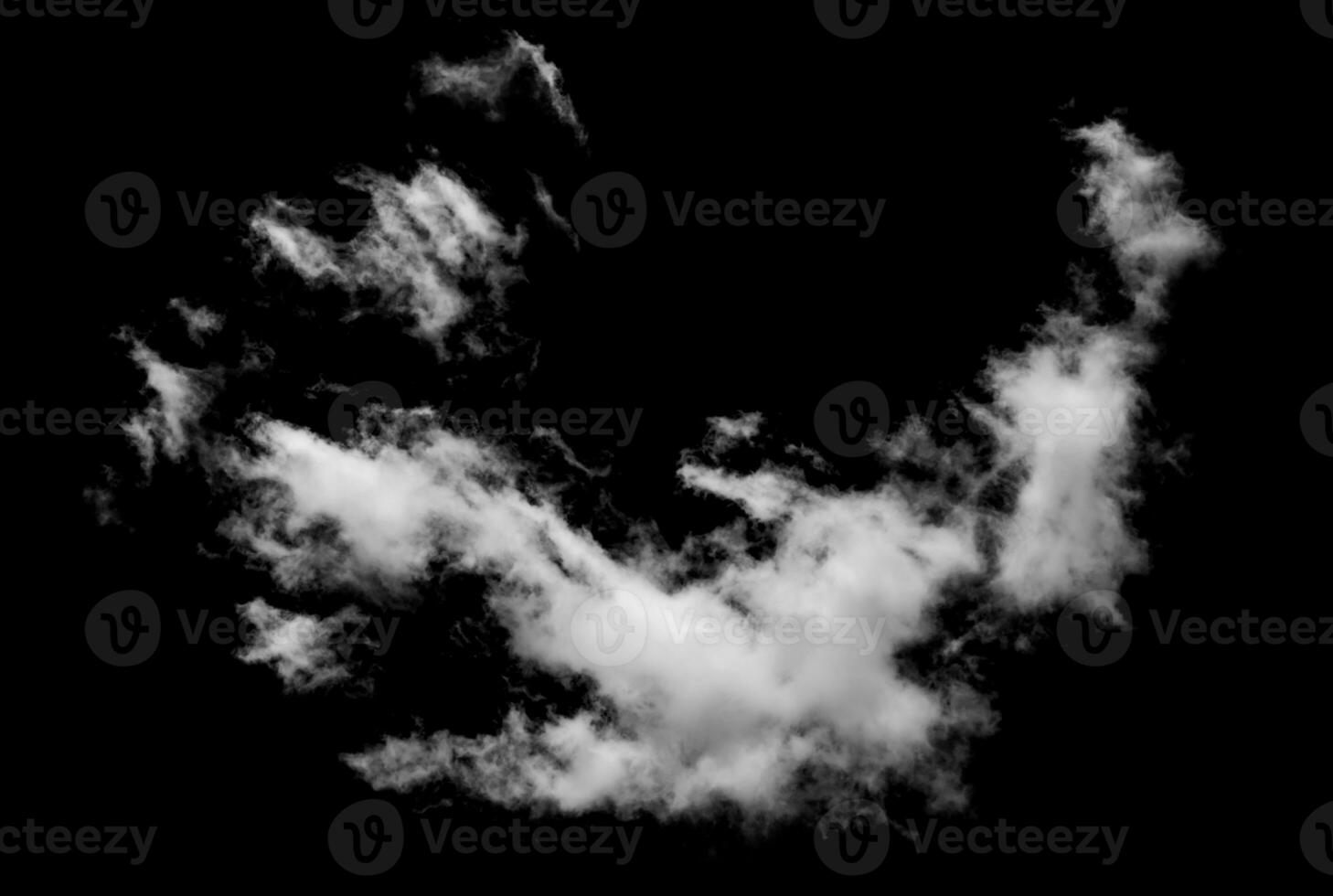 White cloud isolated on black background,Textured smoke,brush effect photo