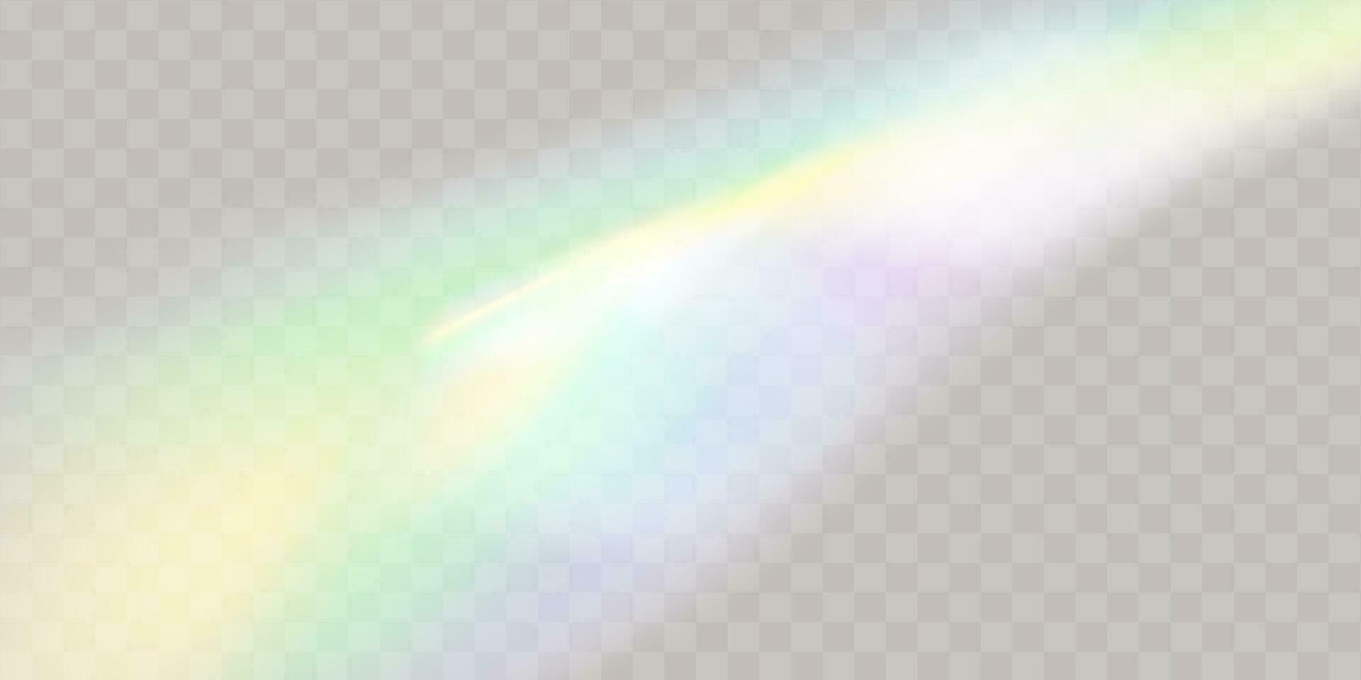 un conjunto de vistoso vector lente, cristal arco iris ligero y llamarada transparente efectos
